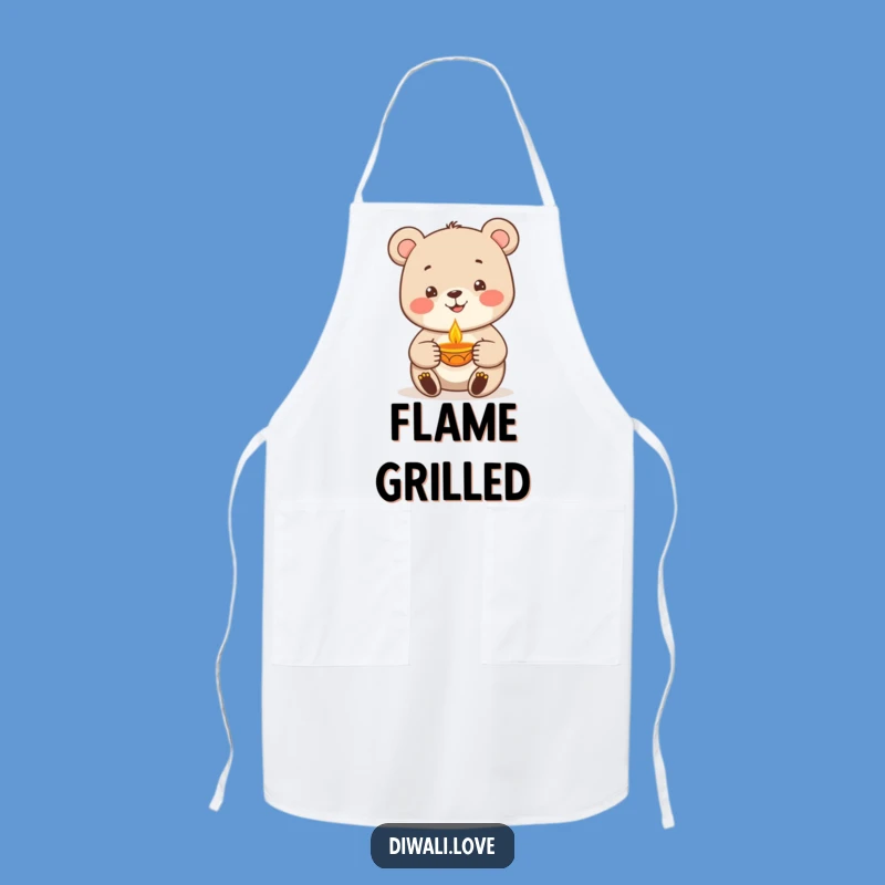 Funny Bear Diya Lamp Apron - Cook Up Laughs in the Kitchen