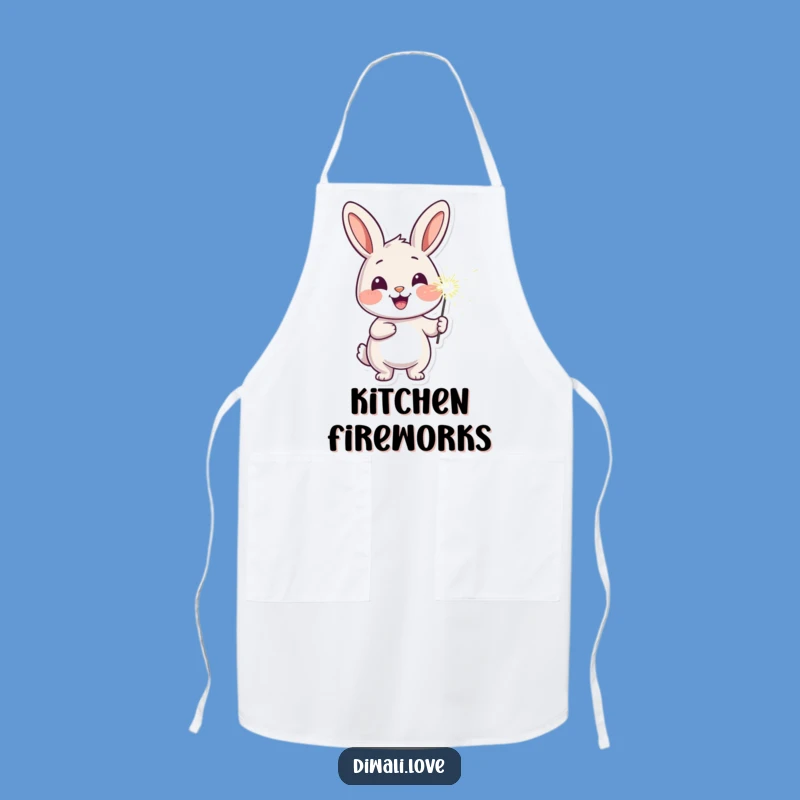 Funny Cheerful Rabbit Sparkler Apron - Joyful Kitchen Gift