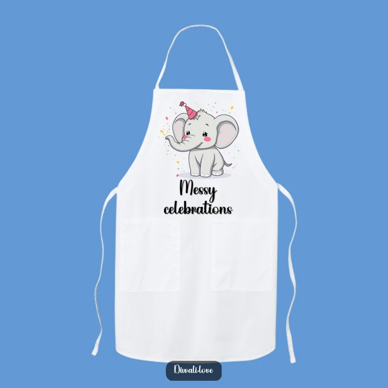 Funny Elephant Holi Apron - Festive Joyful Powder Toss Kitchen Wear