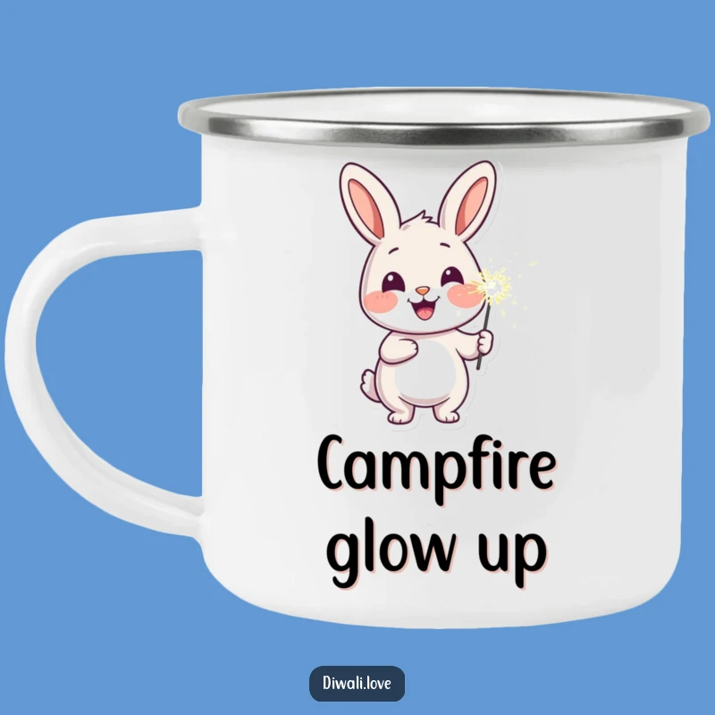 Funny Cheerful Rabbit Sparkler Camping Mug - Joyful Adventure
