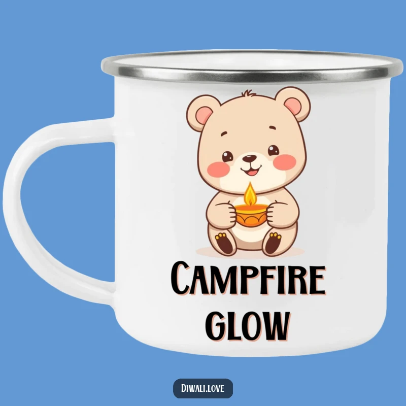 Funny Bear Diya Lamp Camping Mug - Adventure & Warmth Gift
