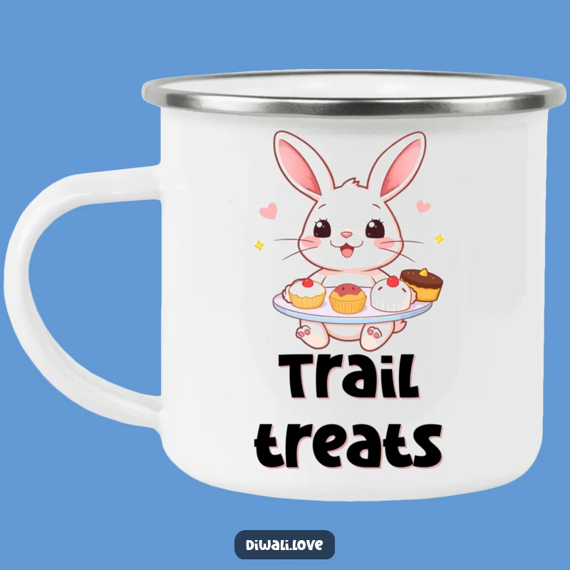 Funny Rabbit Sweets Camping Mug - Cheerful Bunny Drinkware
