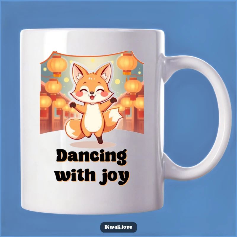 Funny Dancing Fox Lantern Mug - Joyful Character Gift