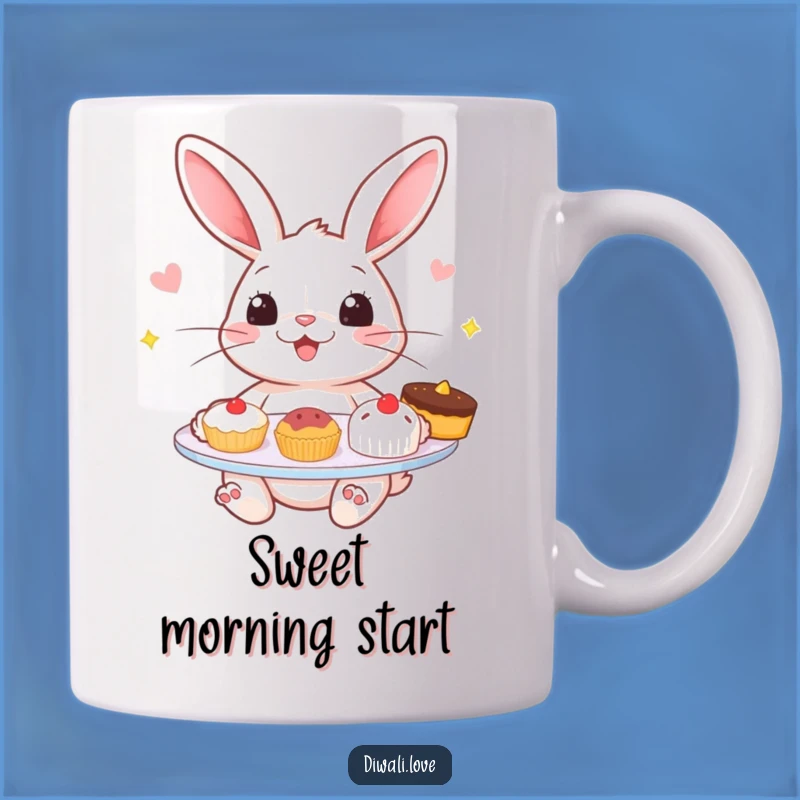 Funny Rabbit Sweets Mug - Cheerful Bunny Treat Offer Gift