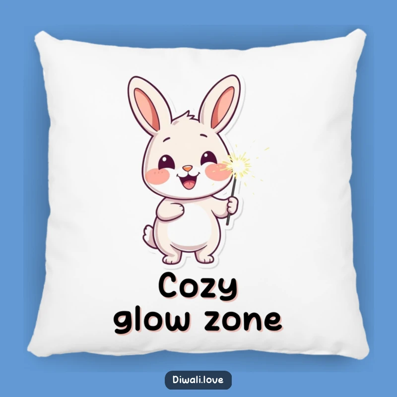 Funny Cheerful Rabbit Sparkler Pillow - Soft Joyful Comfort