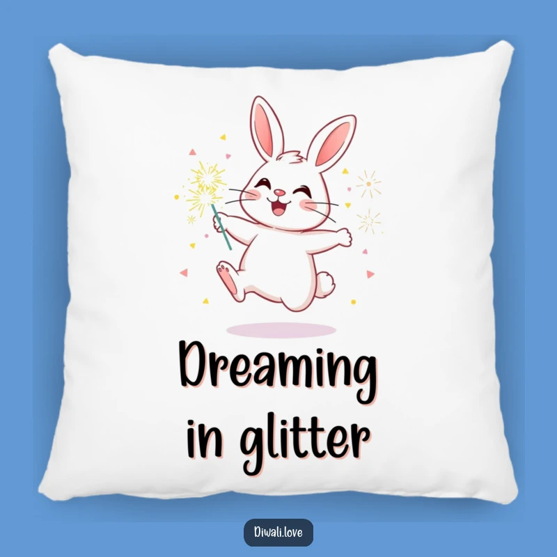 Funny Bunny Sparkler Pillow: Cute Comfort with Festive Sparkle