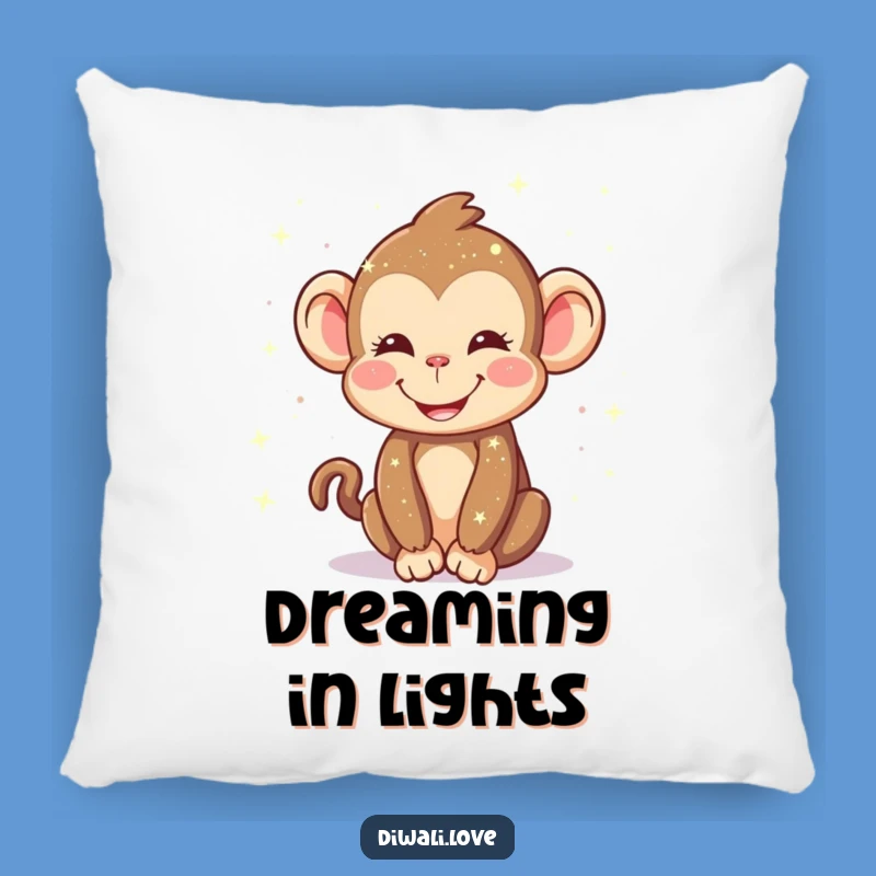 Funny Monkey Lights Pillow - Cozy Happy Sprinkling Cushion