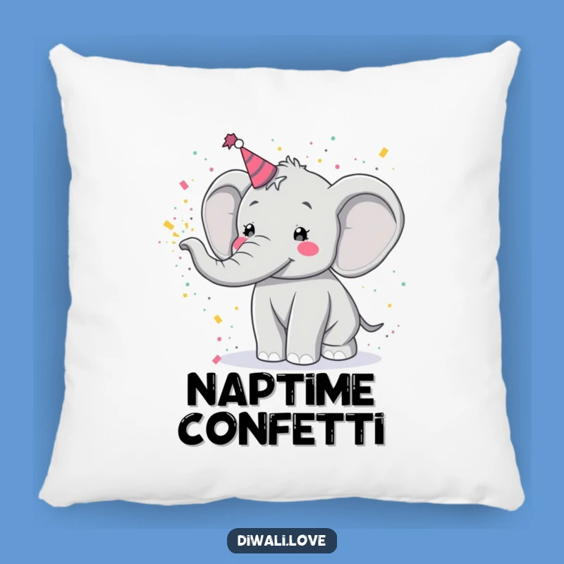 Funny Elephant Holi Pillow - Cozy Festive Powder Toss Decorative Cushion
