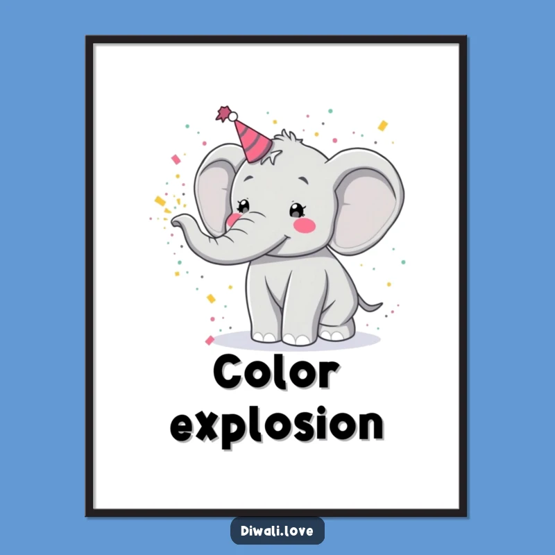 Funny Elephant Holi Digital Art - Festive Joyful Powder Toss Print Gift