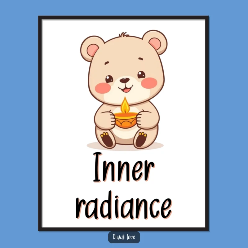 Funny Bear Diya Lamp Digital Art - Instant Warmth & Joyful Decor