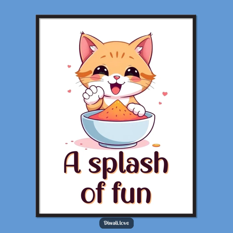 Funny Cat Gulal Paw Digital Art: Instant Colorful Fun for Your Space