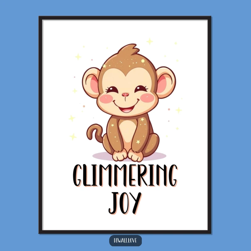 Funny Monkey Lights Digital Art - Happy Sprinkling Sparkle Print
