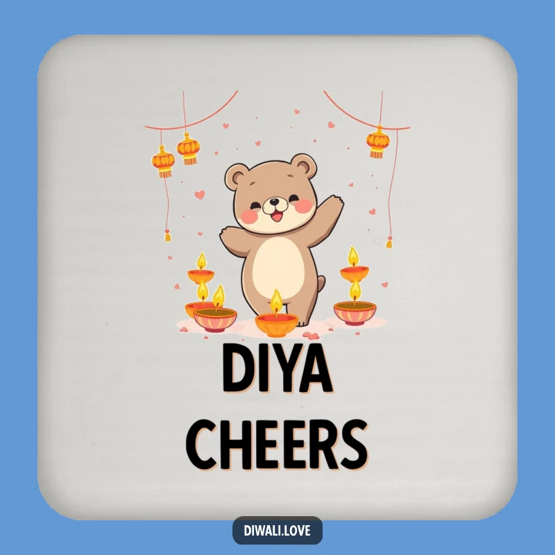 Funny Bear Diya Dance Coaster - Playful Dancing Bear Drink Protector