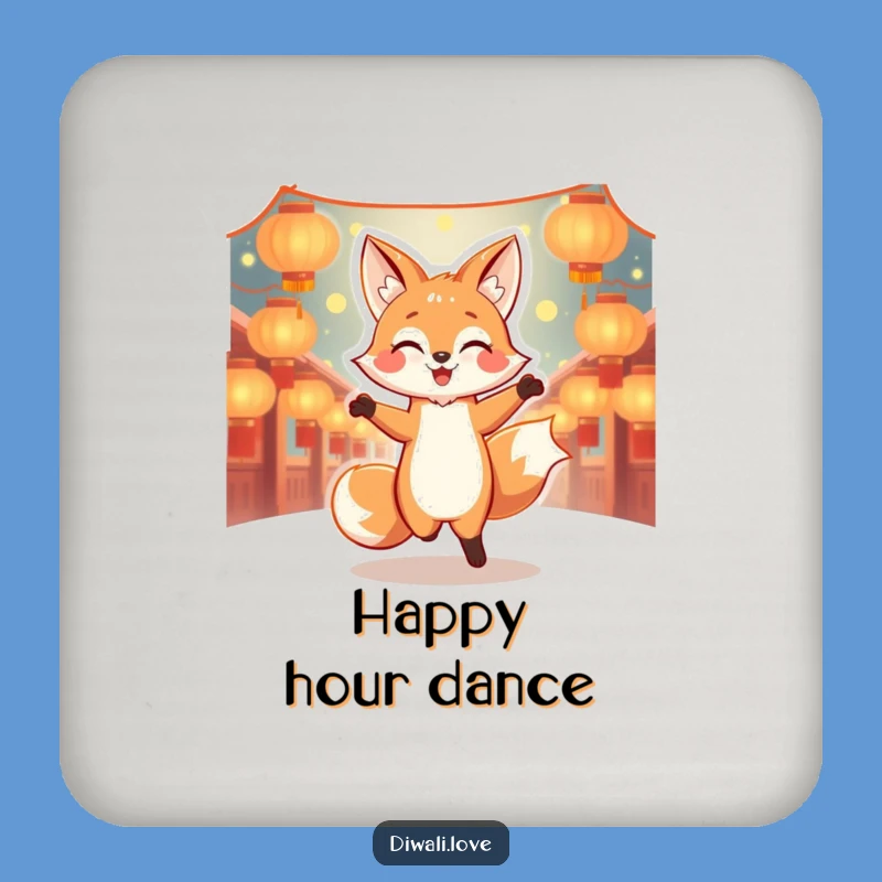 Funny Dancing Fox Lantern Coaster - Joyful Protection