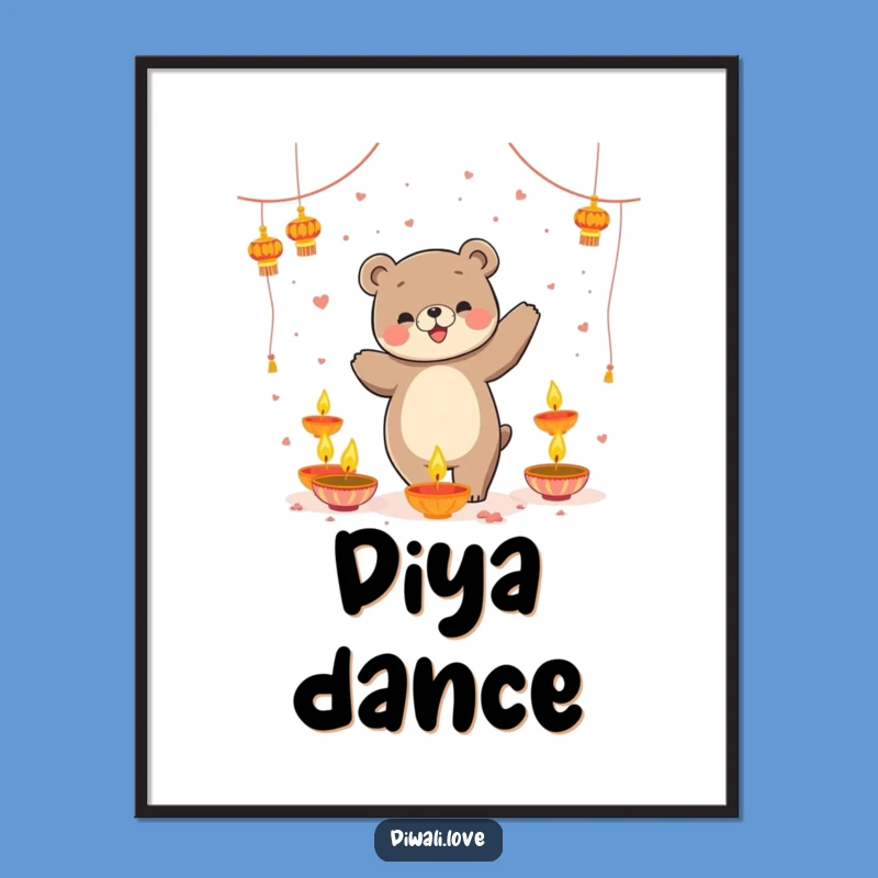 Funny Bear Diya Dance Poster - Playful Dancing Bear Wall Art