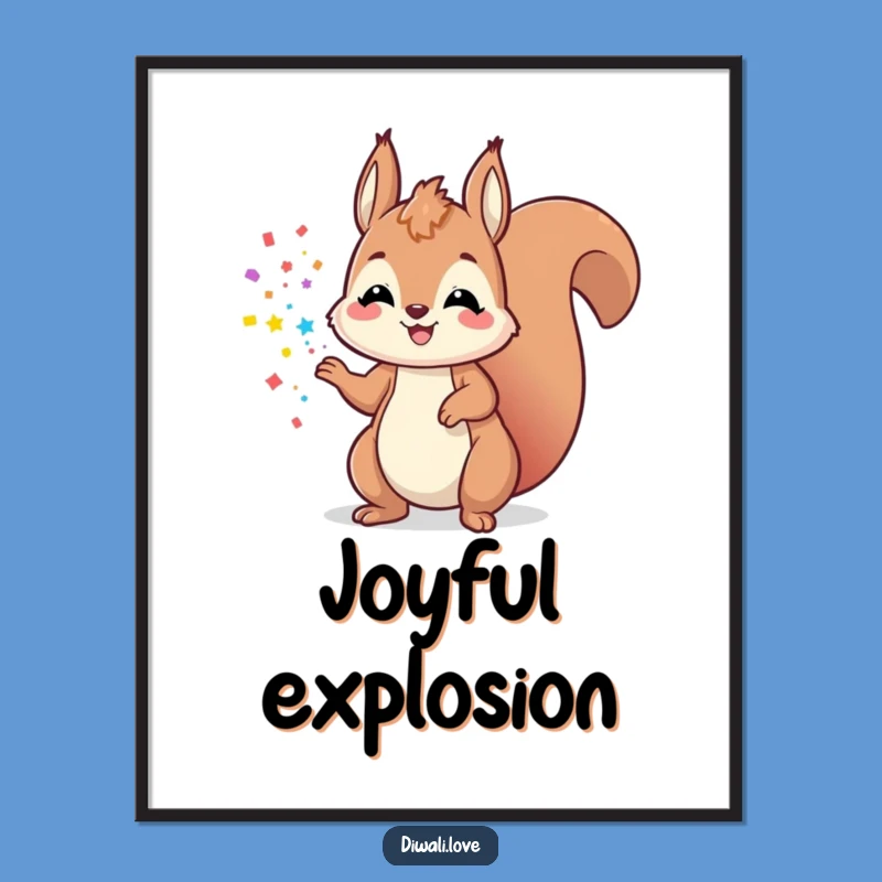 Funny Playful Squirrel Powder Poster - Happy Wall Art