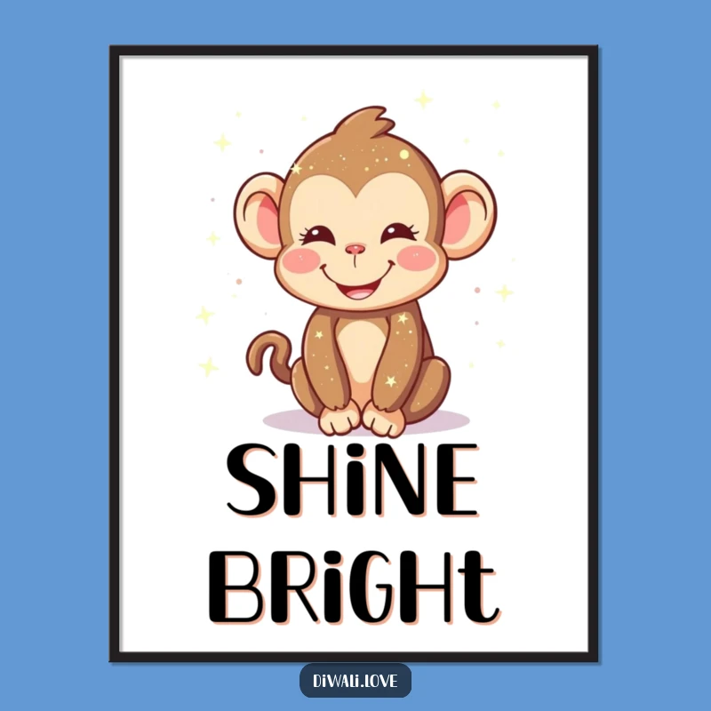 Funny Monkey Lights Poster - Happy Sprinkling Sparkle Wall Art