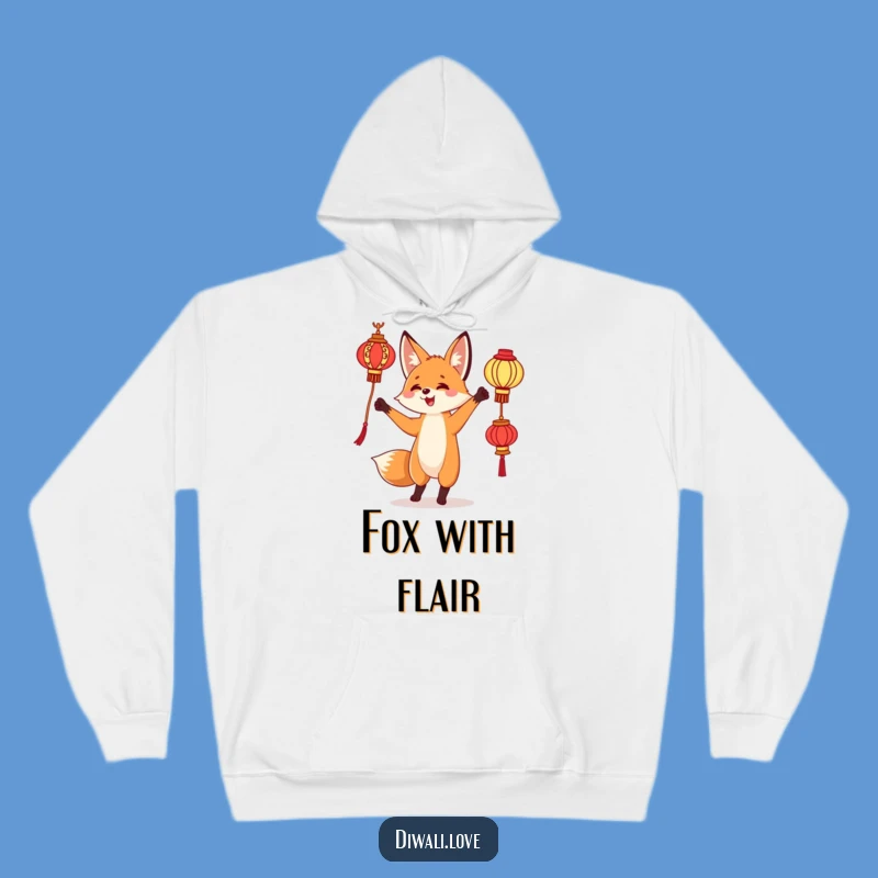 Funny Fox Lantern Hoodie - Cozy Curious Juggling Sweatshirt