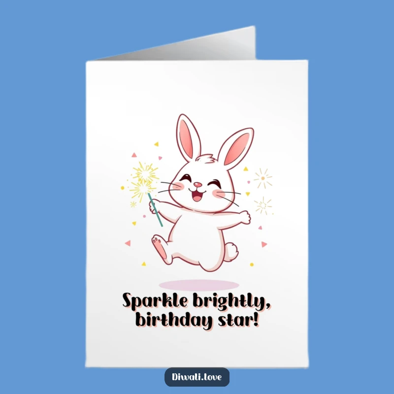 Free Printable Bunny Sparkler Birthday Card - Funny Downloadable Gift for Kids