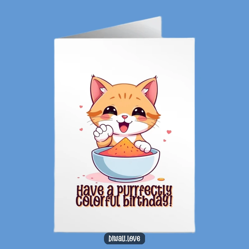 Free Printable Cat Gulal Birthday Card - Funny Downloadable Gift for Colorful Joy
