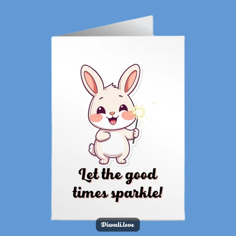 Free Printable Birthday Card: Cheerful Rabbit with Sparkler, Funny Downloadable Gift!