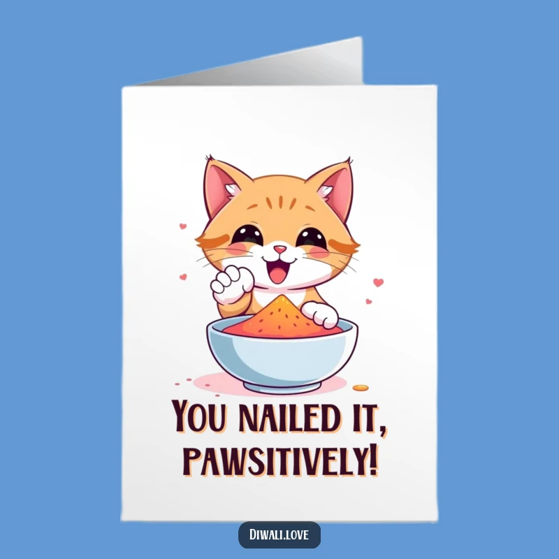 Free Printable Cat Gulal Congrats Card - Playful Downloadable Gift for Bright Wishes