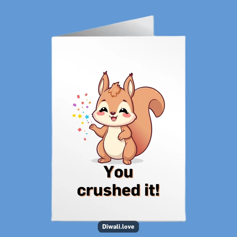 Free Printable Congrats Card: Squirrel's Colorful Toss, Funny Downloadable Gift!