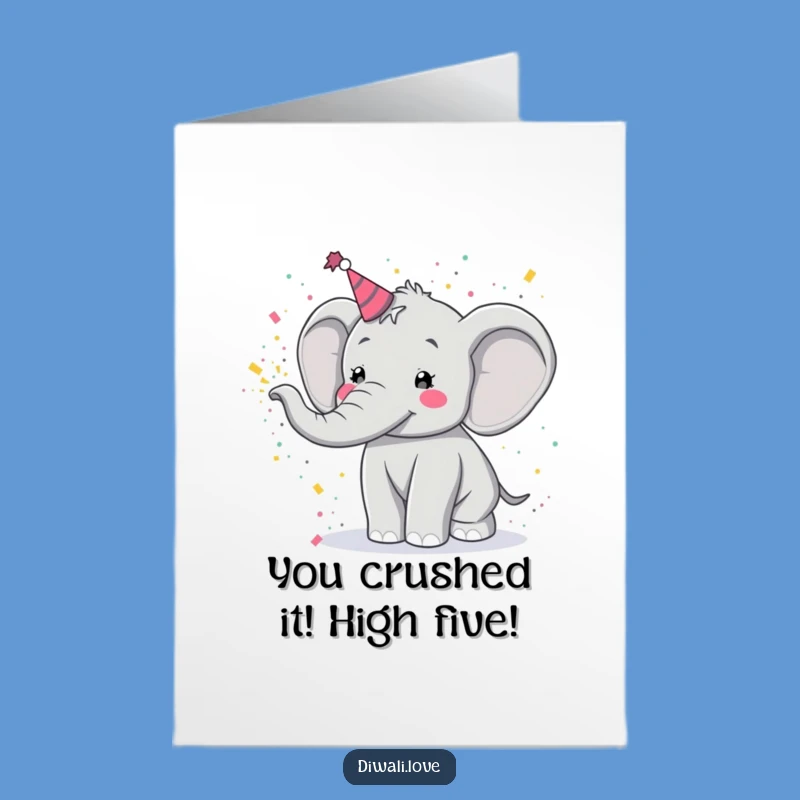 Free Printable Congrats Card: Elephant Powder Toss, Celebrate with Funny Downloadable