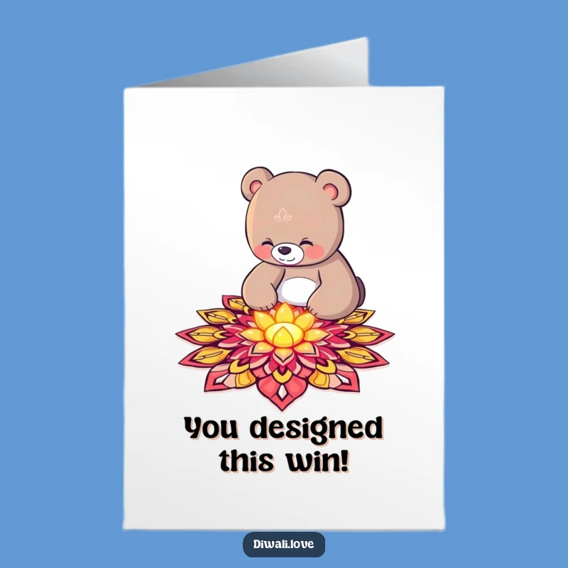 Free Printable Bear Rangoli Congrats Card - Elegant Downloadable Gift for Achievements