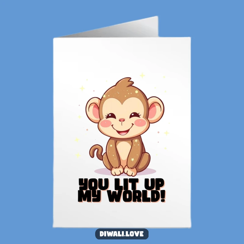 Free Printable Thank You Card: Monkey Lights, Funny Downloadable Appreciation Gift