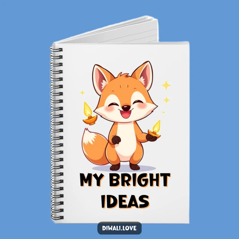 Funny Fox Diya Juggling Notebook: Jot Down Ideas with Festive Flair