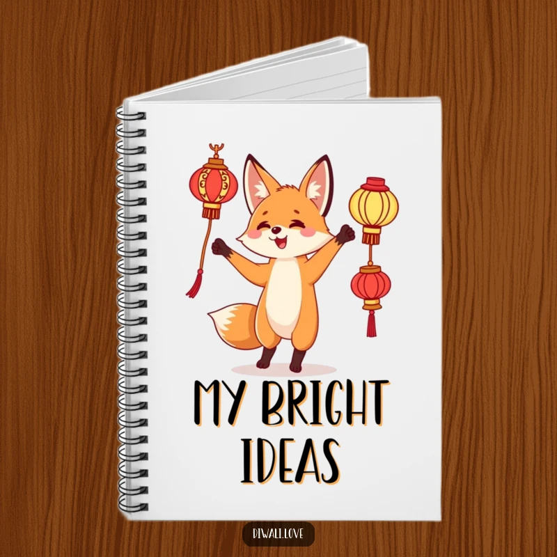 Funny notebook: A curious fox juggling ornate lanterns, perfect for journaling magical ideas.