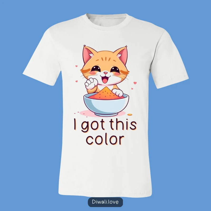 Funny Cat Gulal Paw T-Shirt: Wear Your Colorful Spirit Proudly