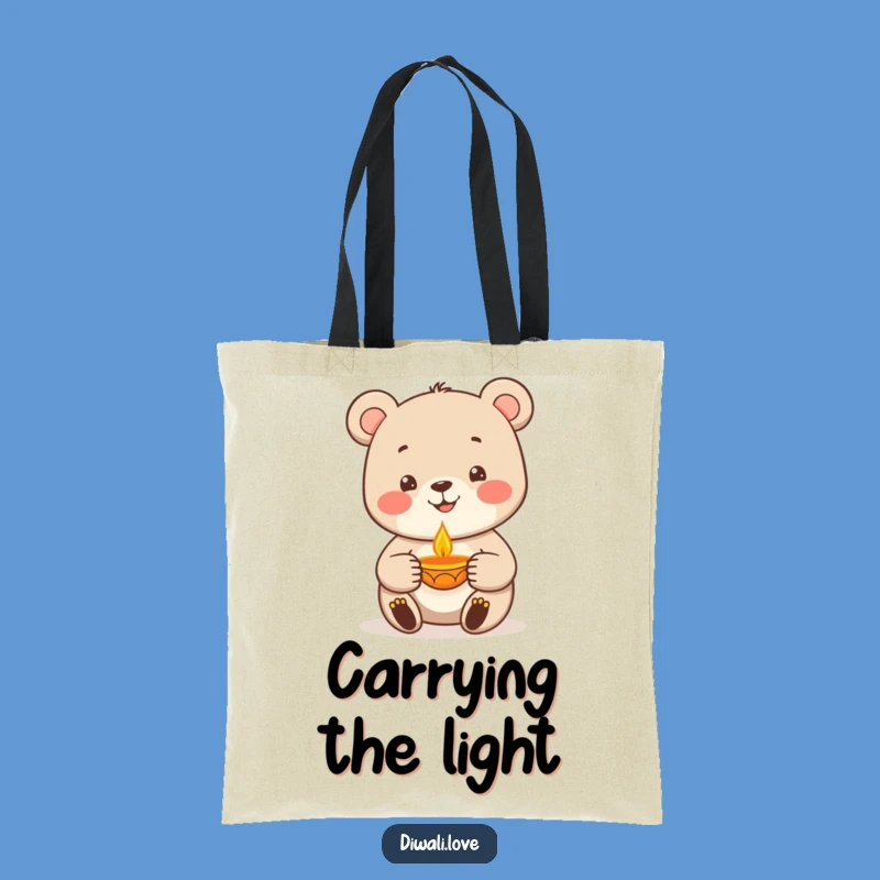 Funny Bear Diya Lamp Tote Bag - Carry Your Light & Laughs