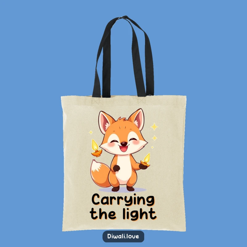 Funny Fox Diya Juggling Tote Bag: Carry Your Glow with Style