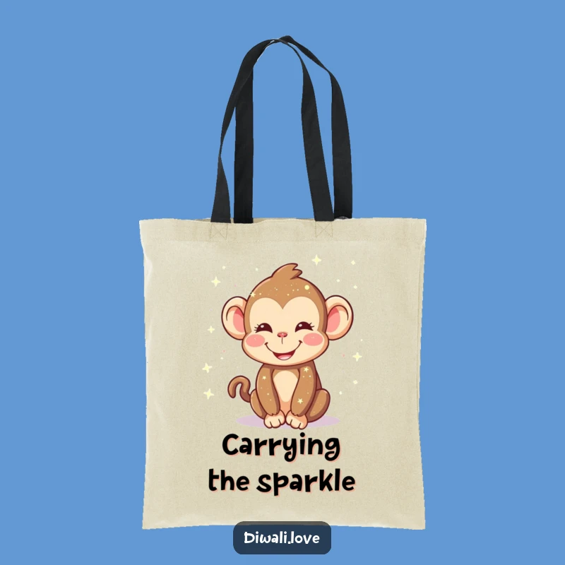 Funny Monkey Lights Tote Bag - Happy Sprinkling Sparkle Carryall