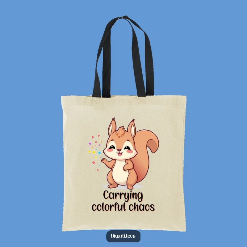 Funny Playful Squirrel Powder Tote Bag - Happy Accessory