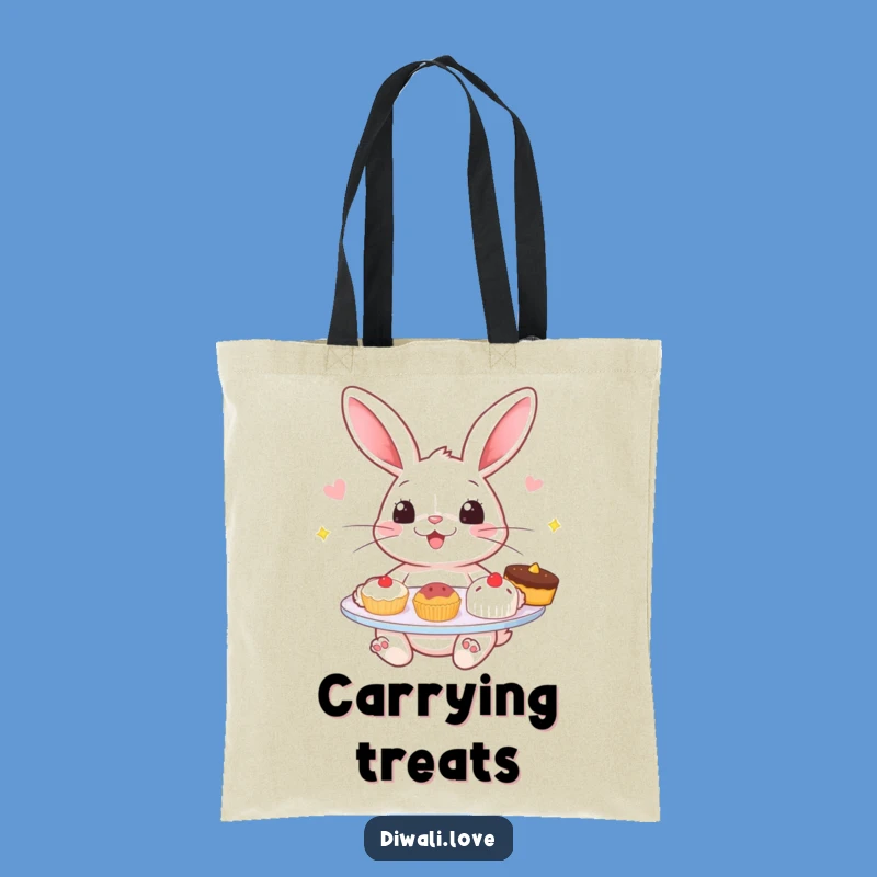 Funny Rabbit Sweets Tote Bag - Cheerful Bunny Treat Carryall